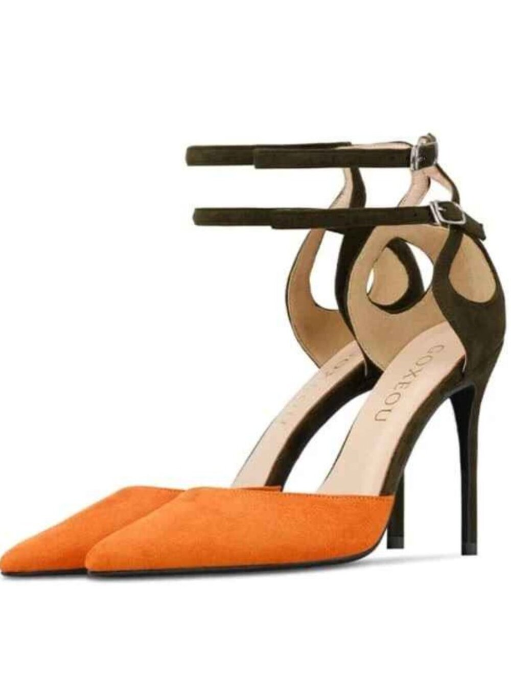 F5J "Sergio Rossi" orange & green heels size 9